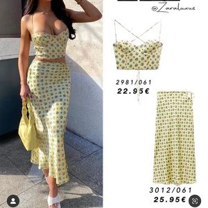 Zara floral satin crop